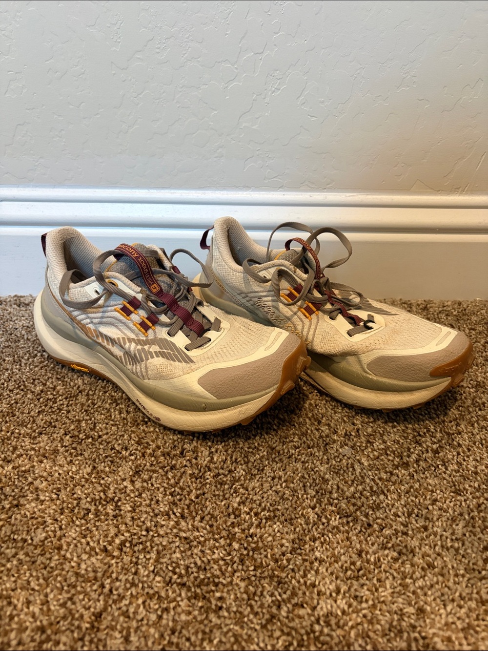 🥥 Vibram Women's Sneakers - Beige with Maroon and Yellow Accents